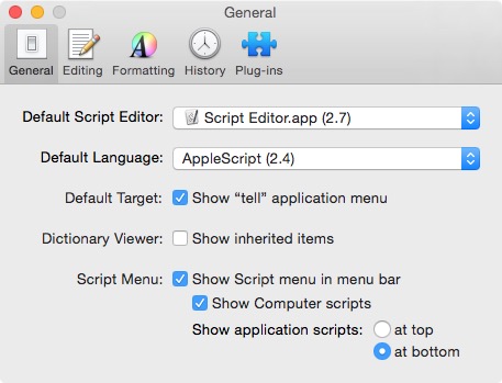 Script Editor preference's window